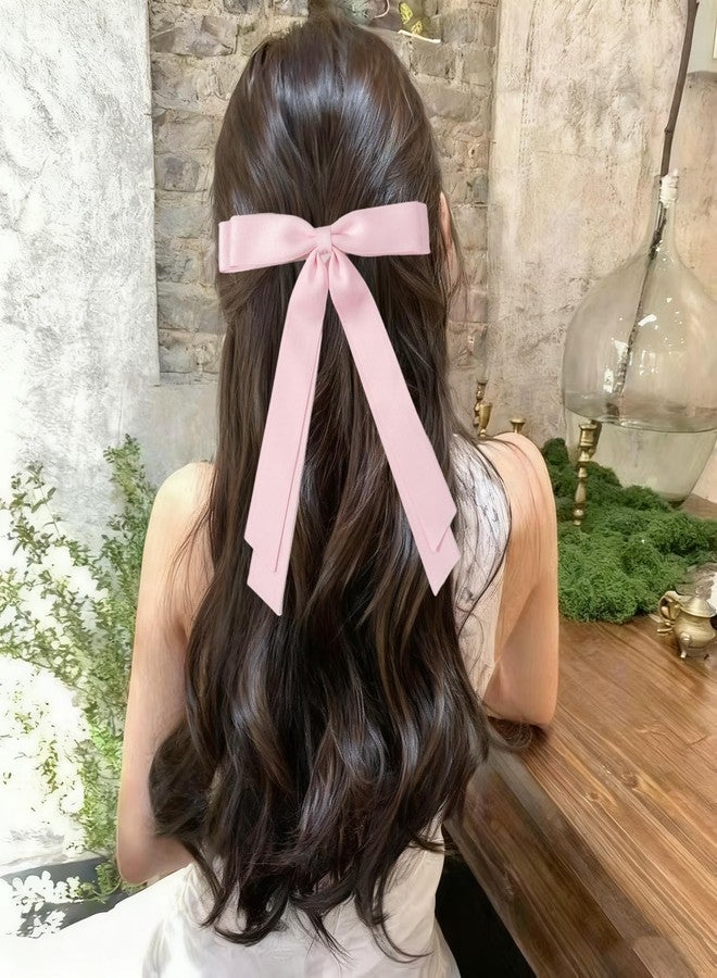 Dladhict 2 Pcs pink Hair Bow, Satin Bows pink Hair Ties, Large Double Satin Ribbon Hair Clips Accessories for Holiday Party Women Girls Ponytail Holder - Image 5
